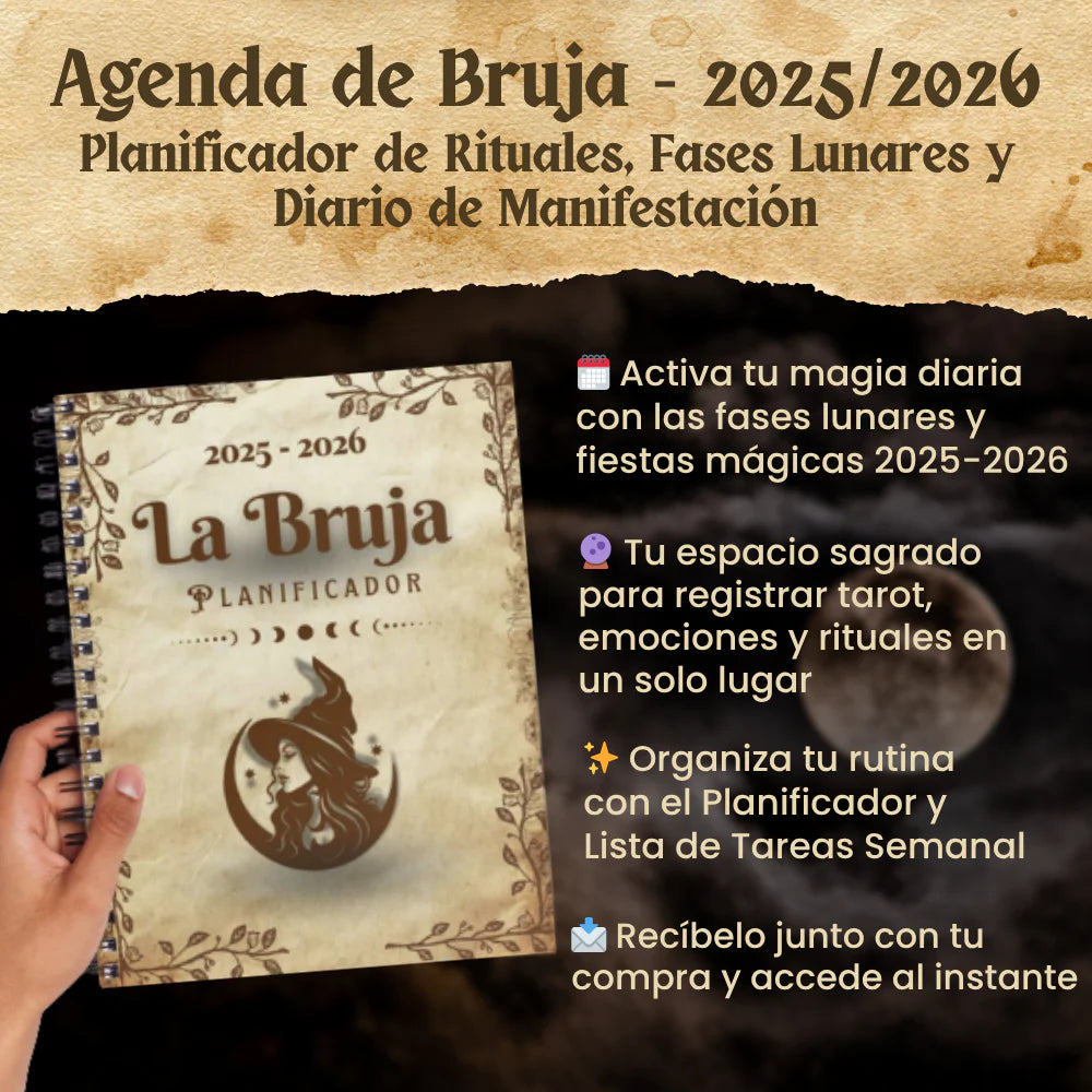 Agenda de Brujas 2025-2026 🌙 Planificador de Rituales, Fases Lunares y Diario de Manifestación