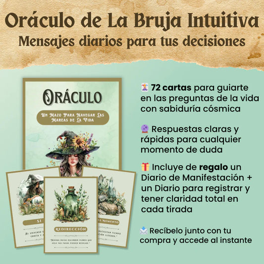 Oráculo de la Bruja Intuitiva 🔮✨ Mensajes diarios para tus decisiones + Diario de Seguimiento y Fondos de Pantalla de Regalo 🎁