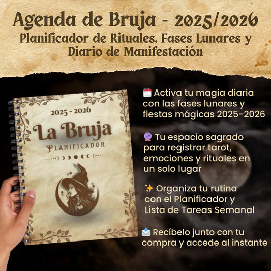 Agenda de Brujas 2025-2026 🌙 Planificador de Rituales, Fases Lunares y Diario de Manifestación